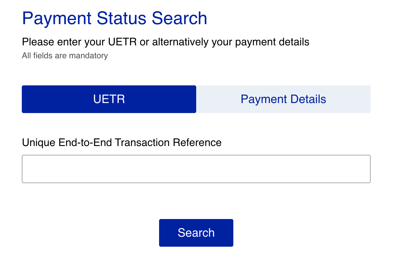 UETR search screenshot